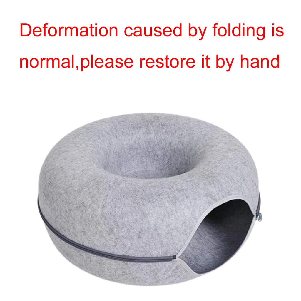 Felt Donut Bed for Cats House With Breather