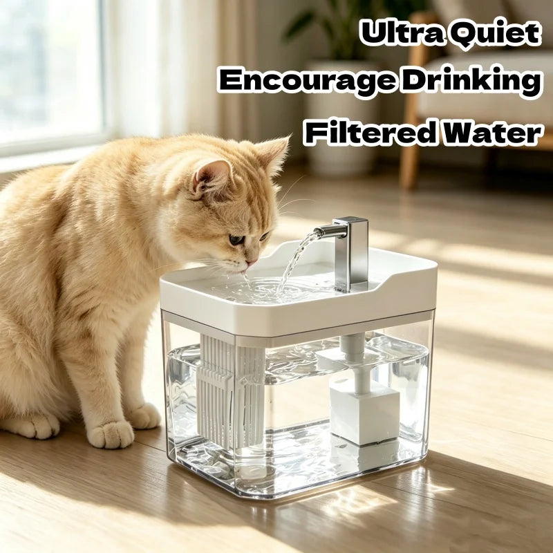 Cat Water Fountain Auto Filter Transparent Cat