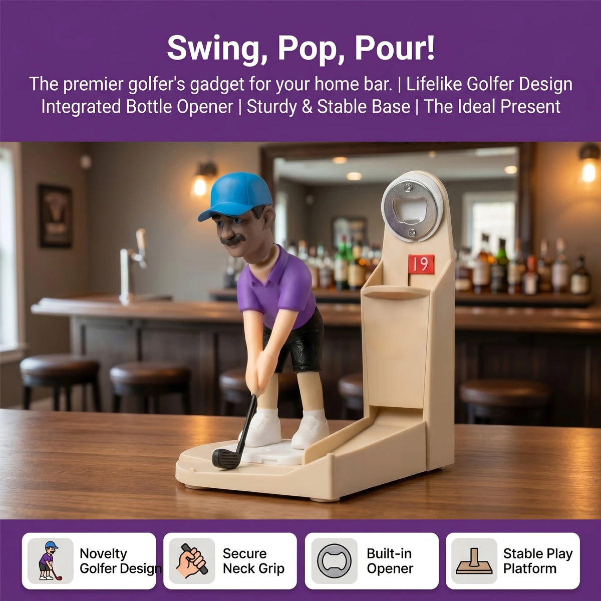 Golf Ball Shaped Bottle Opener Fun Golf Themed Decor Gift For Golf Enthusiasts Lovers Portable Creative Beer Opener Novelty Bar