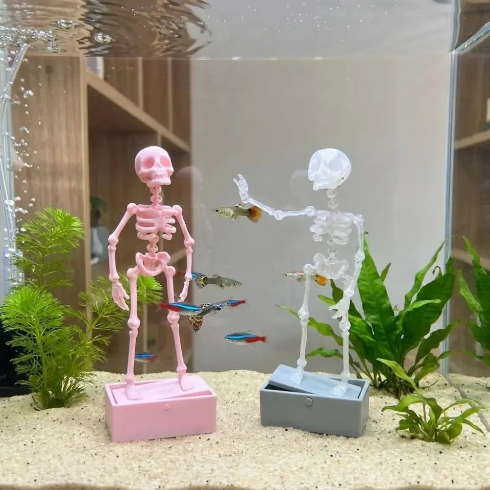 3D Printed Dancing Skeleton Aquarium Bubbler Home Decor Skeleton Fish Tank Decor Air Driven Moving Skeleton Halloween Ornament