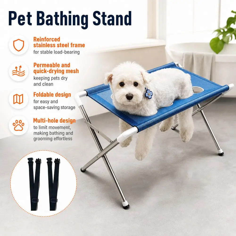 Pet Bathing Hammock Stand Foldable Dog Cat