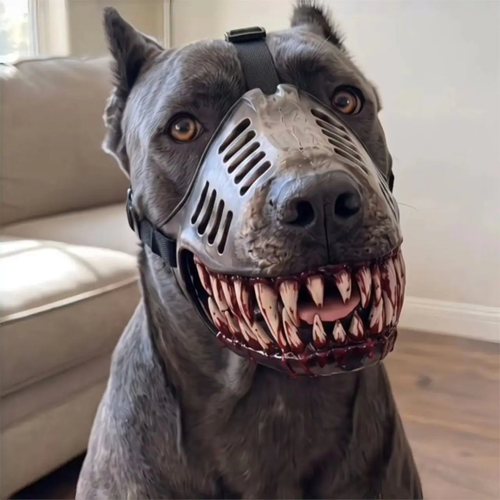 Scary Bloody Dog Muzzle Halloween Costume | Funny Horror Teeth Muzzle for Dogs | Spooky Pet Costume Accessory | Dog Halloween Pr