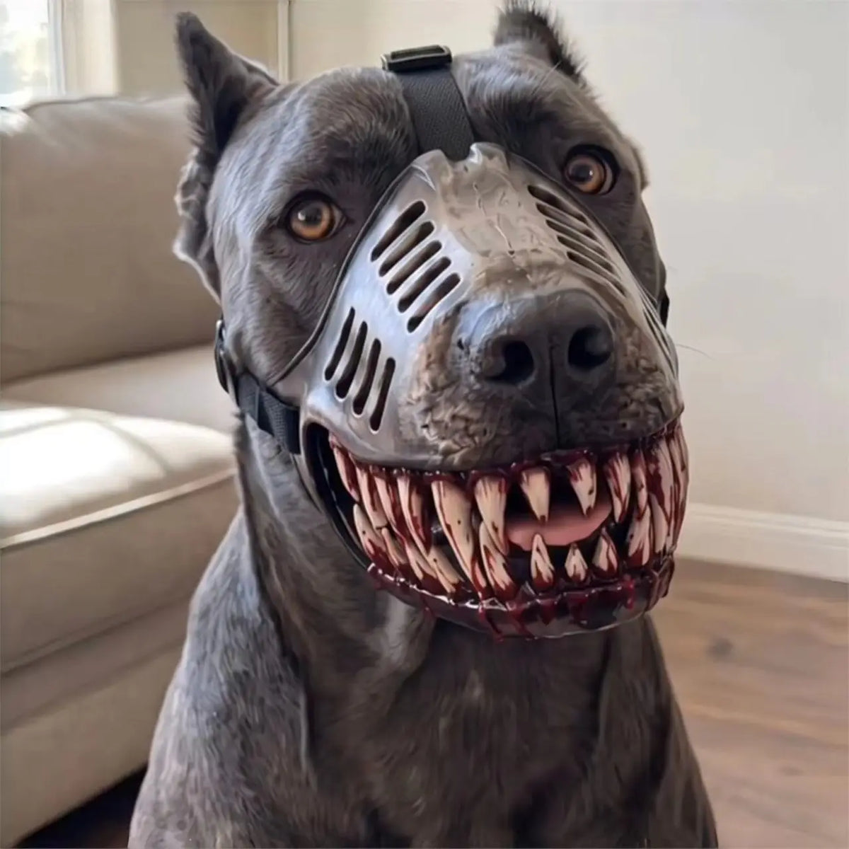 Scary Bloody Dog Muzzle Halloween Costume | Funny Horror Teeth Muzzle for Dogs | Spooky Pet Costume Accessory | Dog Halloween Pr