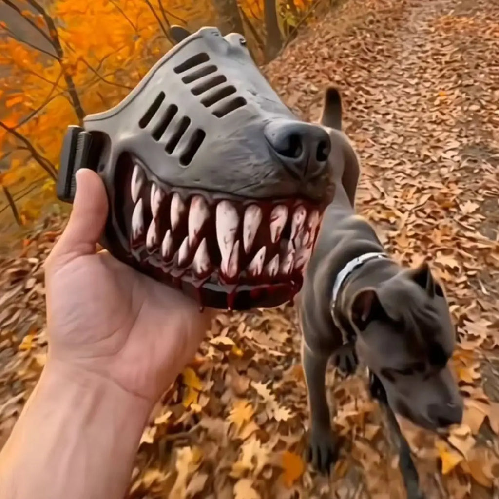 Scary Bloody Dog Muzzle Halloween Costume | Funny Horror Teeth Muzzle for Dogs | Spooky Pet Costume Accessory | Dog Halloween Pr