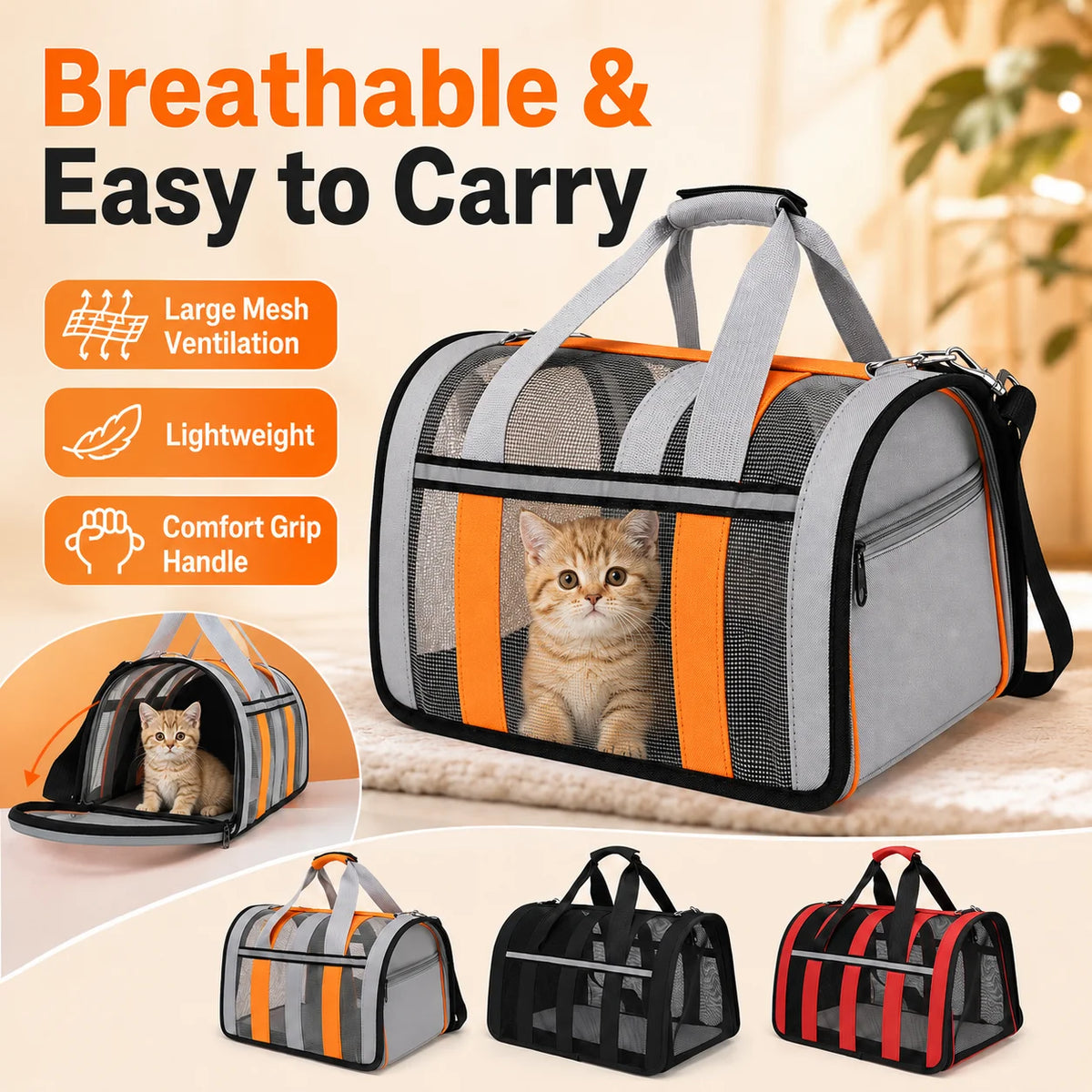 Stylish Breathable Pet Carrier, Dual Use