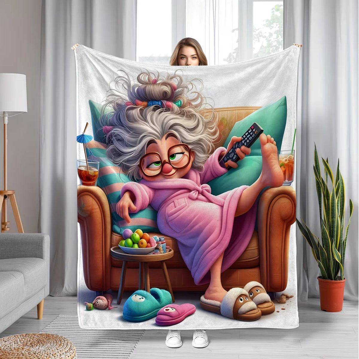 A Colorful Teddy Bear Floral Blanket