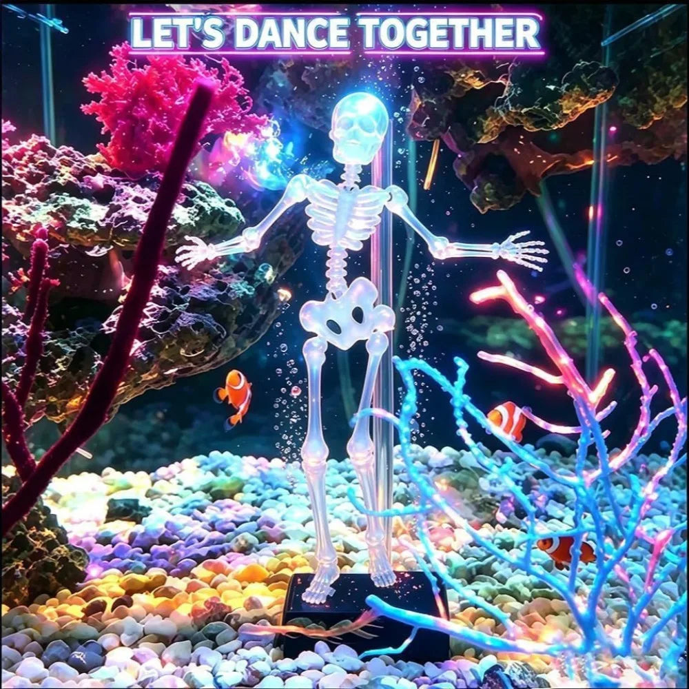 3D Printed Dancing Skeleton Aquarium Bubbler Home Decor Skeleton Fish Tank Decor Air Driven Moving Skeleton Halloween Ornament