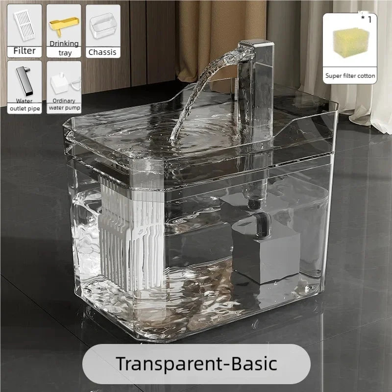 Cat Water Fountain Auto Filter Transparent Cat