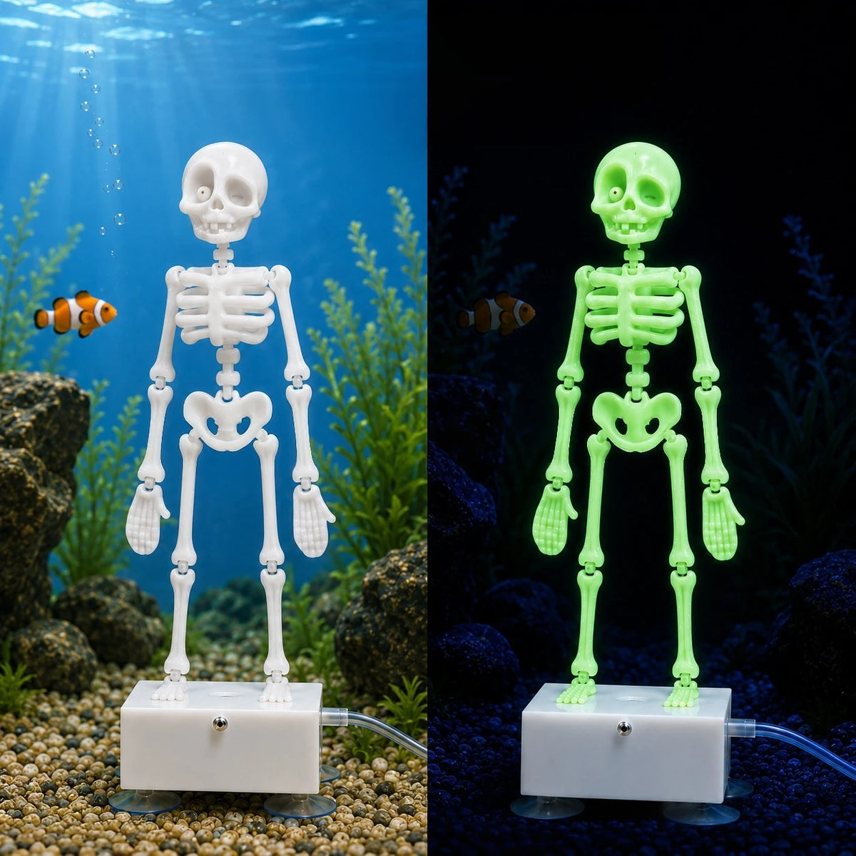 3D Printed Dancing Skeleton Aquarium Bubbler Home Decor Skeleton Fish Tank Decor Air Driven Moving Skeleton Halloween Ornament