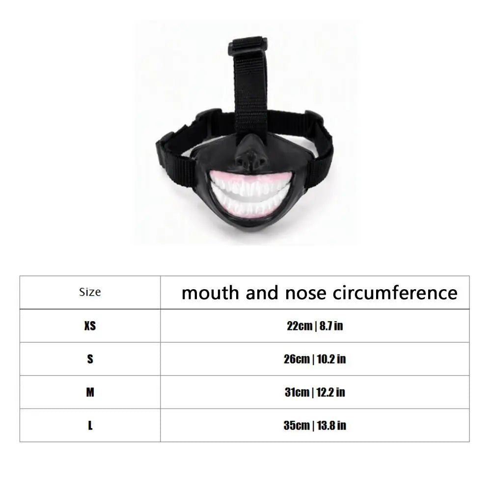 Adjustable Funny Grinning Dog Muzzle Anti-Bite Anti-Scavenge Dog Photo Mouth Cover Breathable Novelty Smiling Teeth Pet Muzzle