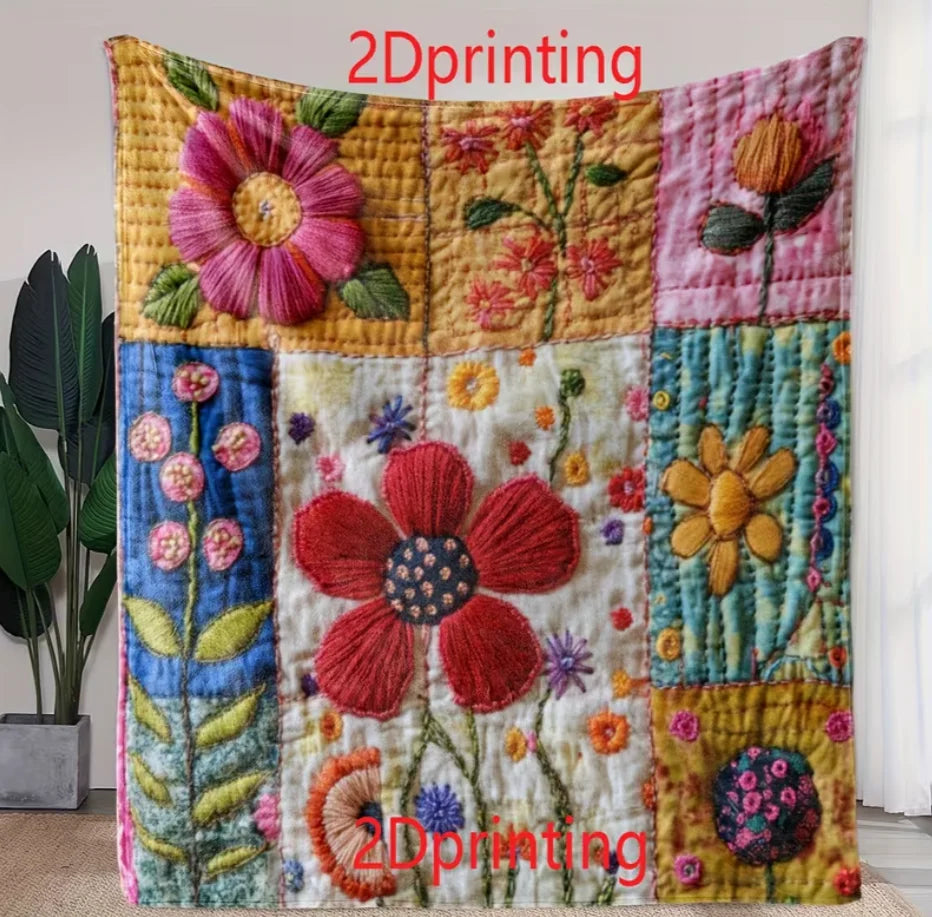A Colorful Teddy Bear Floral Blanket