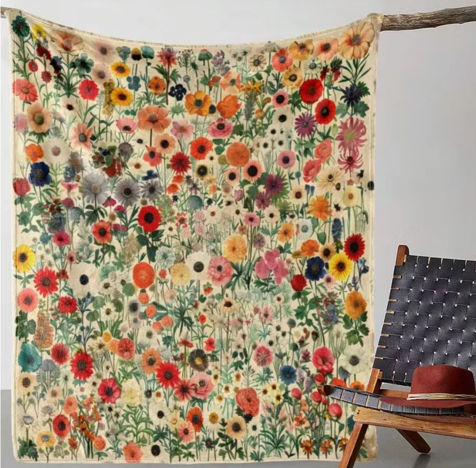 A Colorful Teddy Bear Floral Blanket