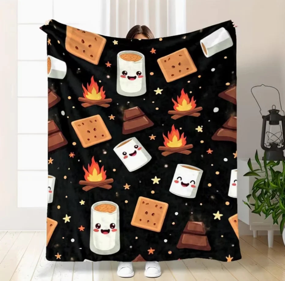A Colorful Teddy Bear Floral Blanket
