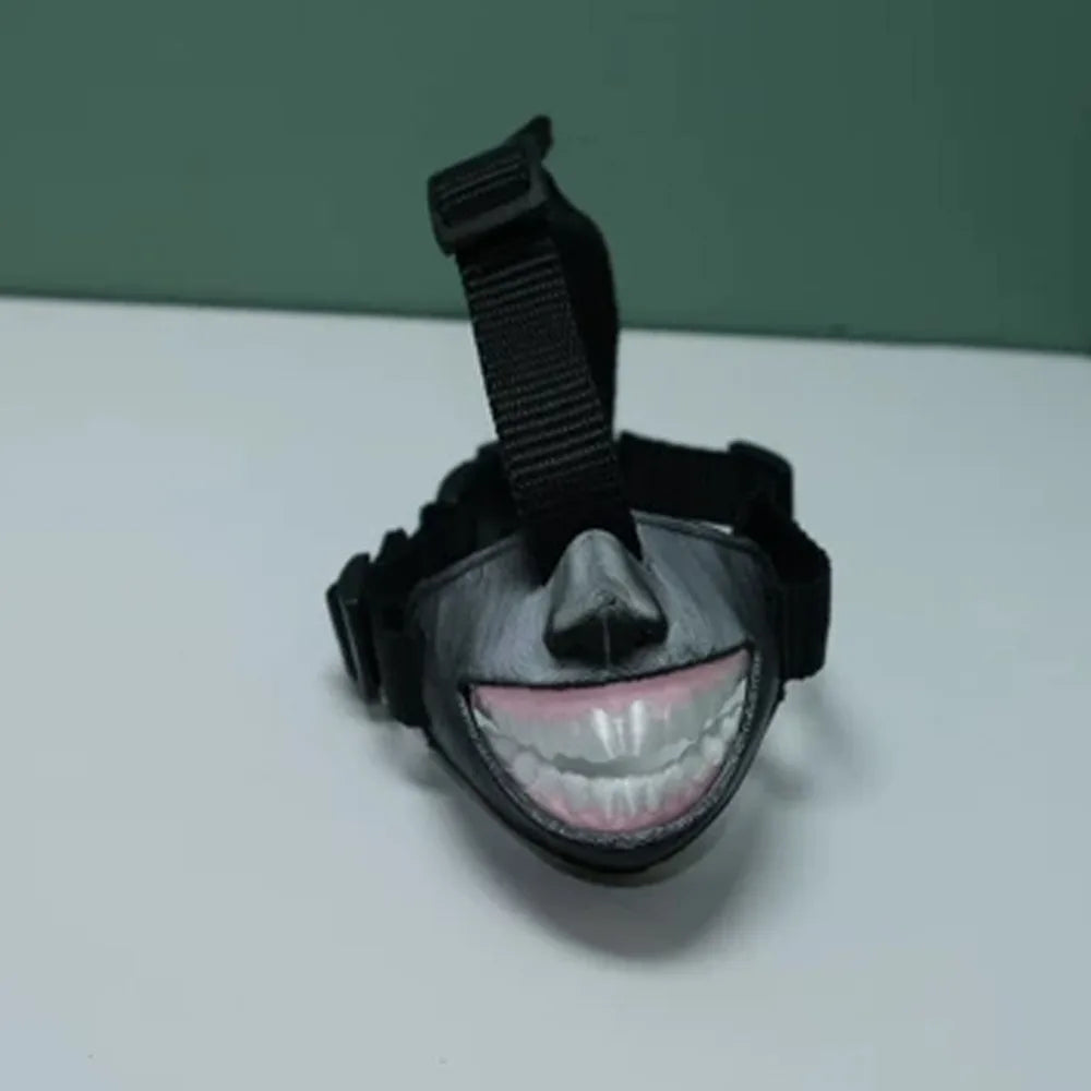 Adjustable Funny Grinning Dog Muzzle Anti-Bite Anti-Scavenge Dog Photo Mouth Cover Breathable Novelty Smiling Teeth Pet Muzzle