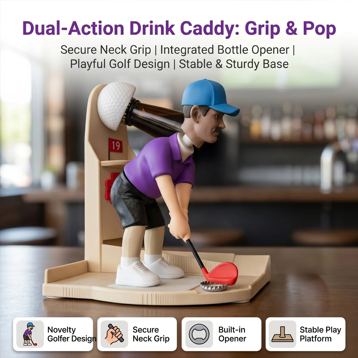 Golf Ball Shaped Bottle Opener Fun Golf Themed Decor Gift For Golf Enthusiasts Lovers Portable Creative Beer Opener Novelty Bar