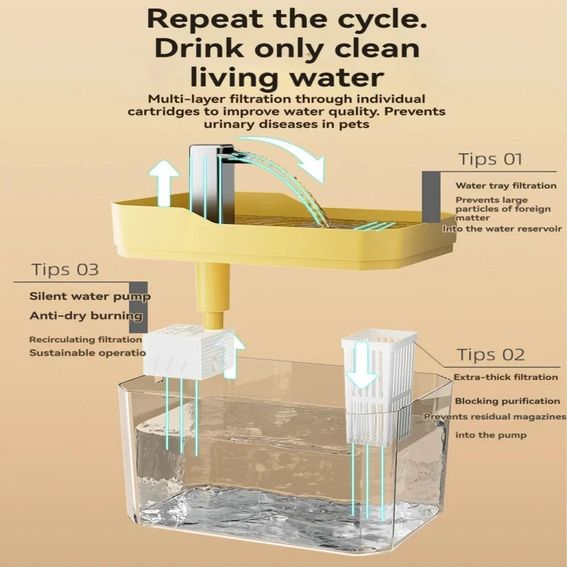 Cat Water Fountain Auto Filter Transparent Cat