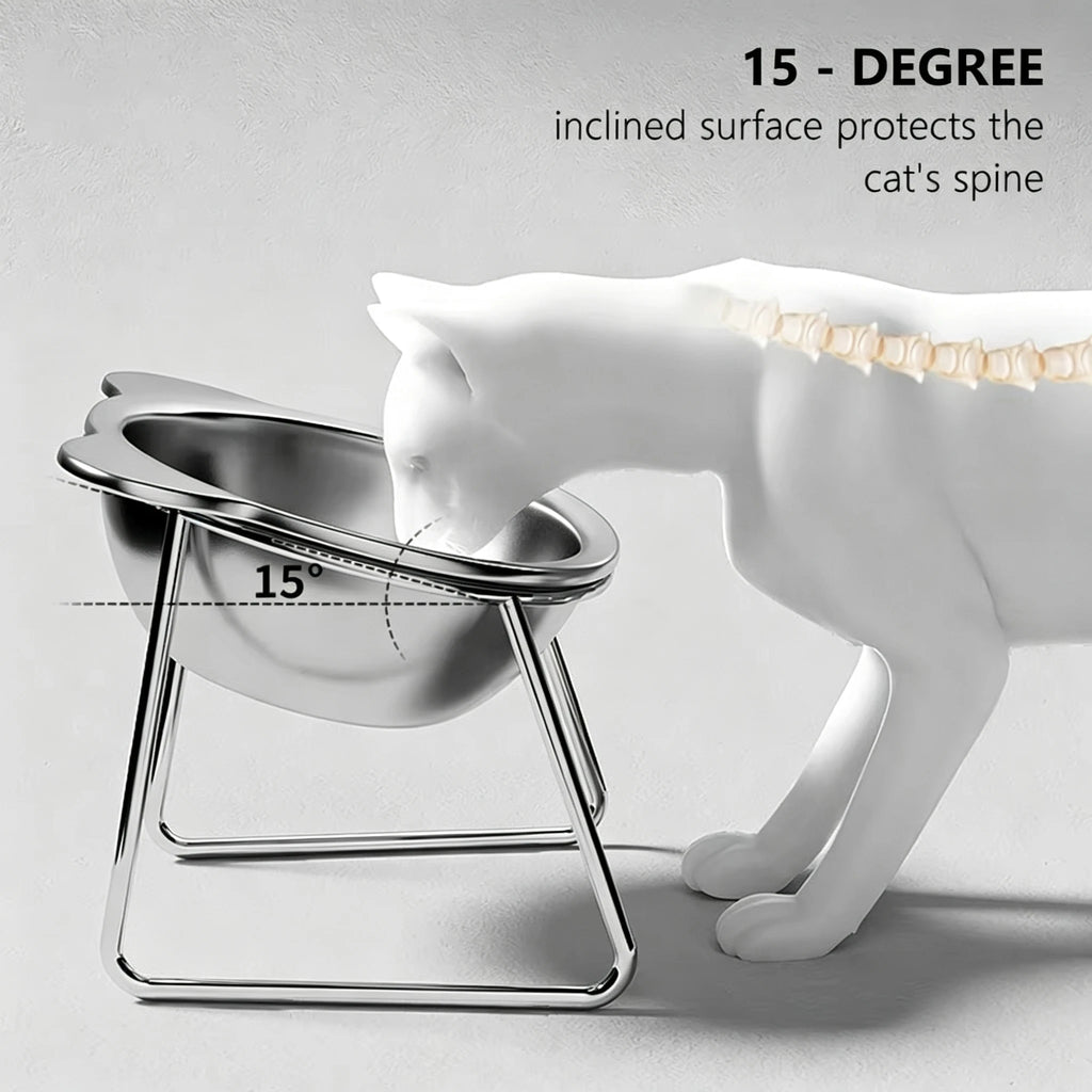 ‌304 Stainless Steel Raised Cat Bowl