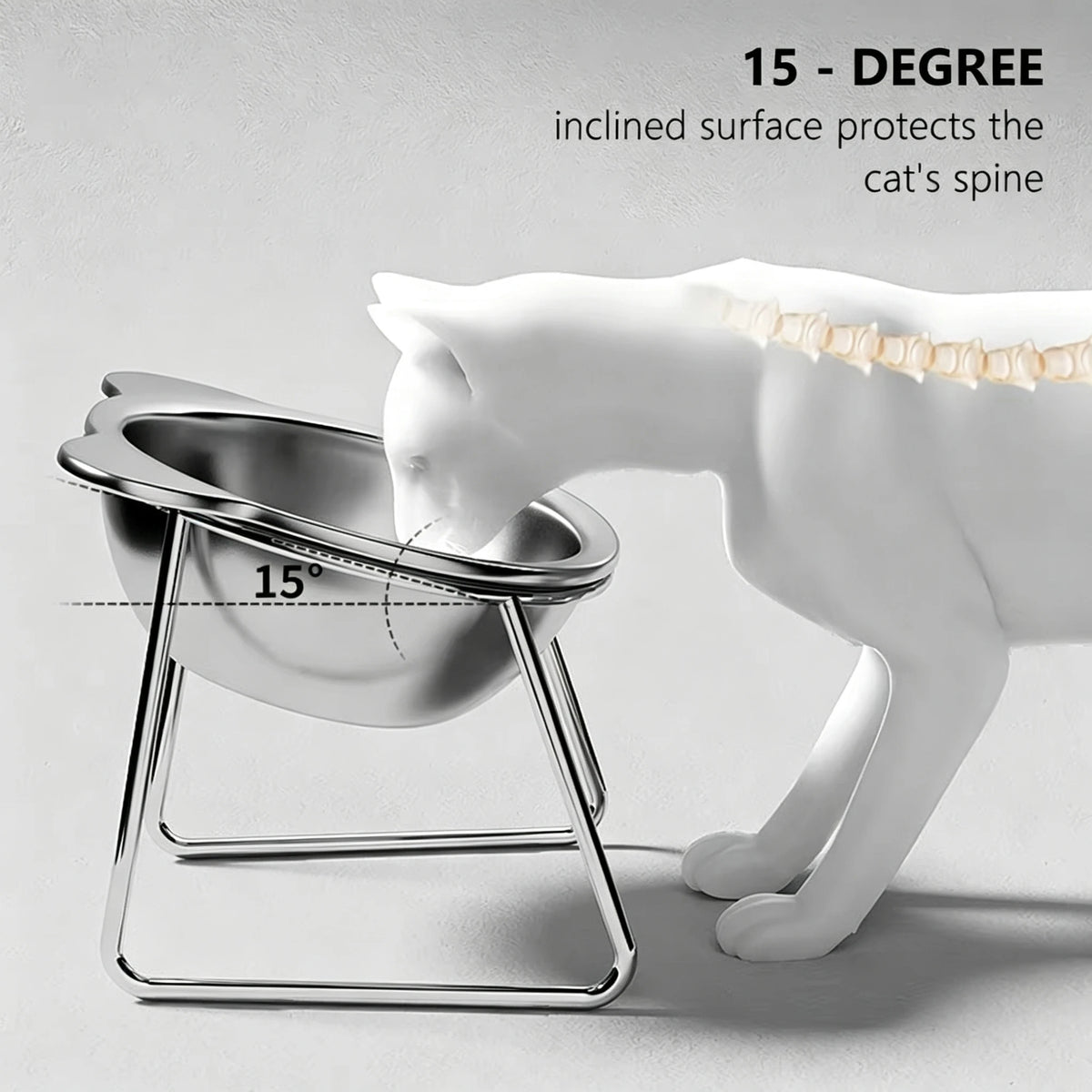 ‌304 Stainless Steel Raised Cat Bowl